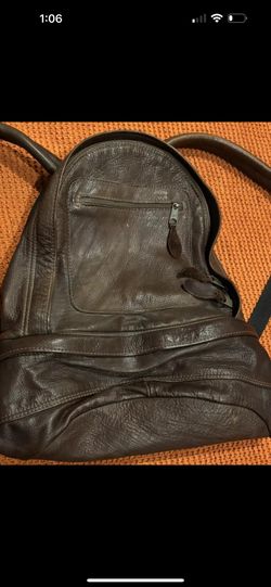 60s 70s Vintage Brown Raw Leather Country Boho Hippie Backpack Rucksack Talon