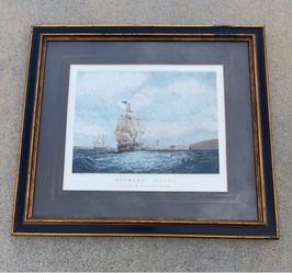 Vintage Framed Nautical Engraving Art Print