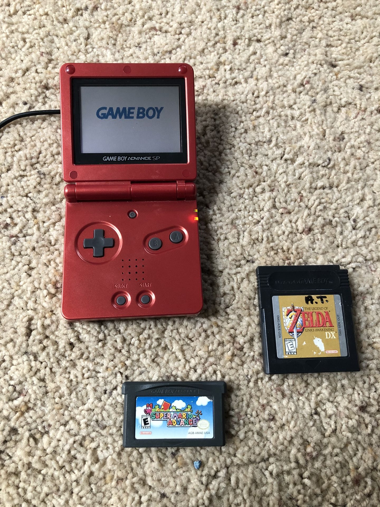 Original Game Boy Advance SP (Red) + 2 Games