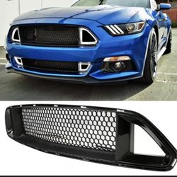 Fits 15-17 Ford Mustang IKON Style Front Upper Grille W/ White DRL LED Signal