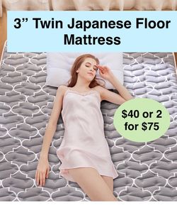 3" Thick Twin Japanese Futon Floor Mattress - Twin Size 39"x80" 100% High-Density Foam,Comfortable Sleeping Pad,Tatami Mat for Dorm,Bedroom or Guest R