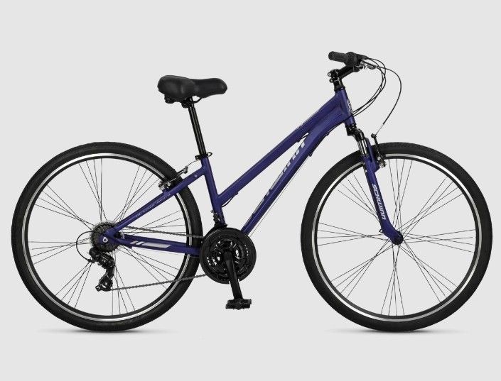 Schwinn Network Hybrid Bike, Men and Women, 700c Wheels, 15-18-Inch Adult Frame, Front Suspension Alloy Linear Brakes