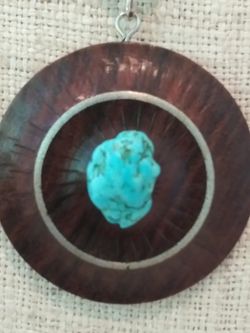 Vintage Tourquoise on wood necklace