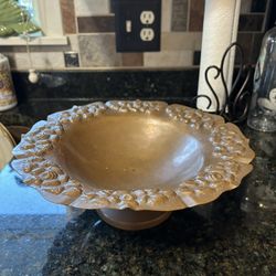Hand Chased Footed Copper Bowl