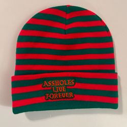 ASSHOLES*S LIVE FOREVER Green & Red Elm Street Colorway Beanie Hat