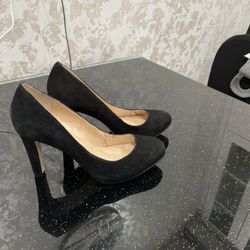 Mark Fisher Women’s Suede Black Shoes , 8M, 4” Heel, Hidden Platform 1”