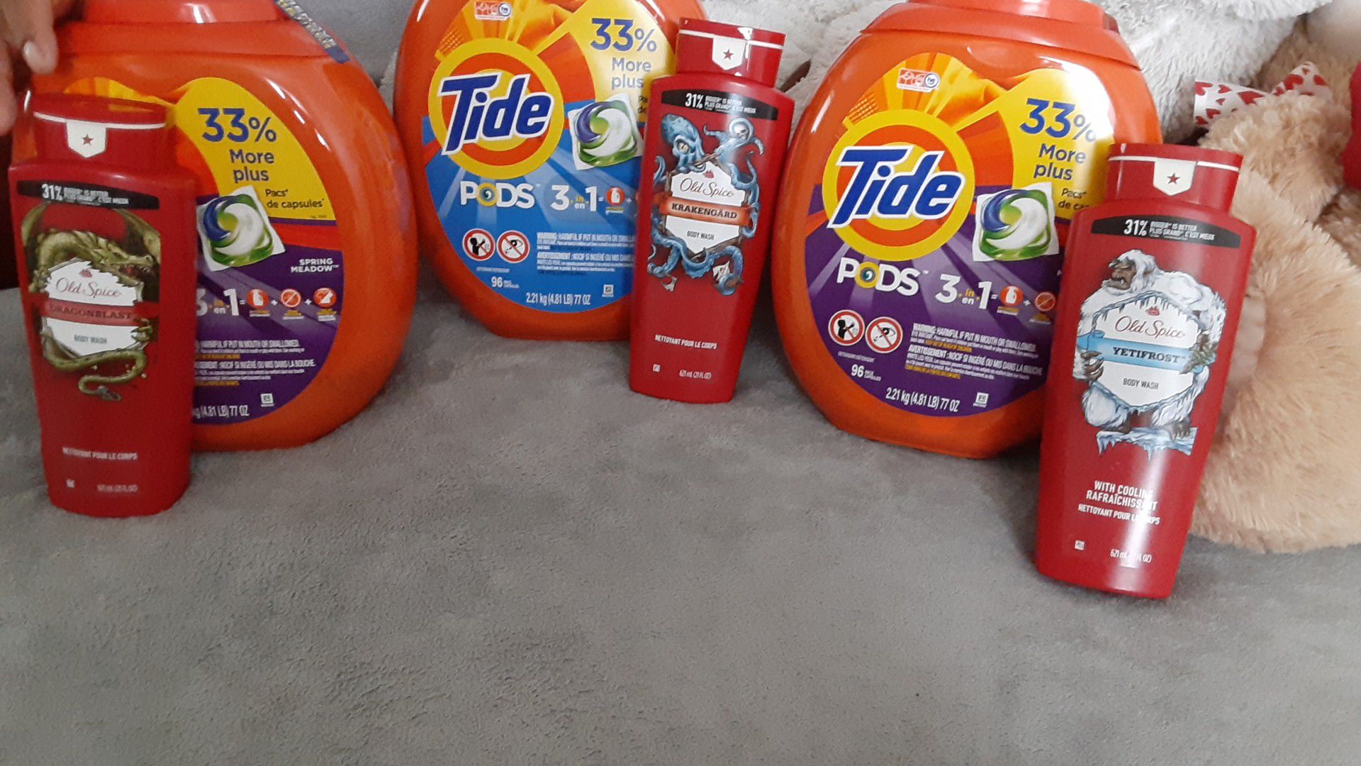 Laundry soap and Old Spice body wash