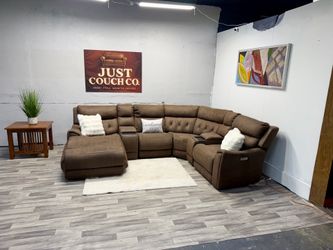 Free Delivery - Bob’s Furniture 6 Piece Brown Power Reclining Sectional Couch