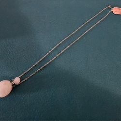 Rose Quartz Pendant On A Stainless Steel Chain 