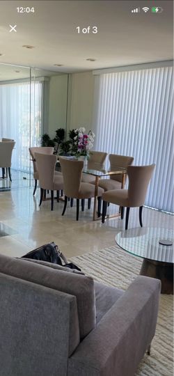 Dinning table with 8 chairs glass table