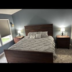 Solid Wood King Size Bed Set 