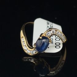 18KT Yellow Gold Diamond Sapphire Ring 3.20g .4CTW Size 8 182288/13