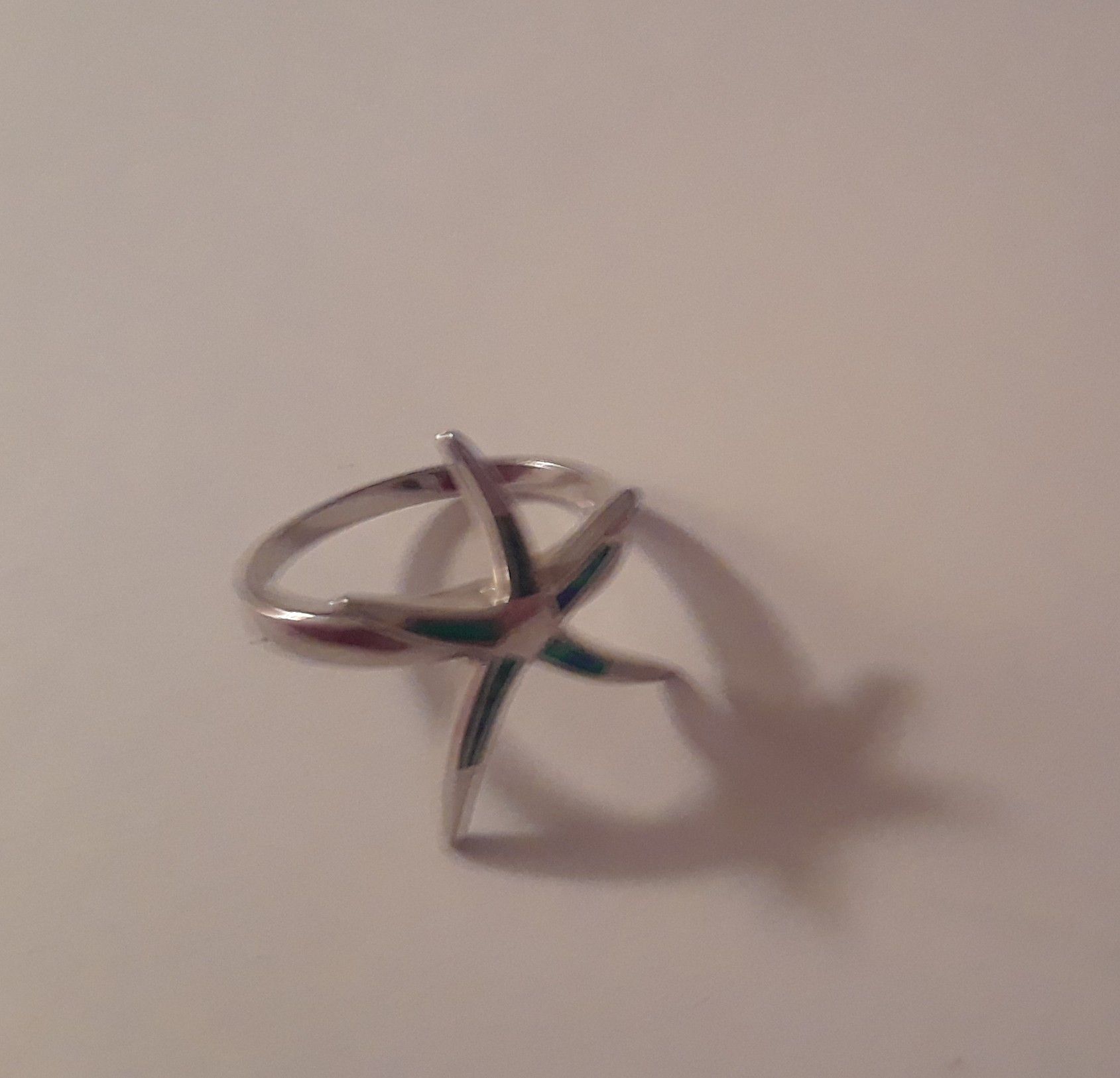 Sterling Silver Blue Opal Starfish Ring