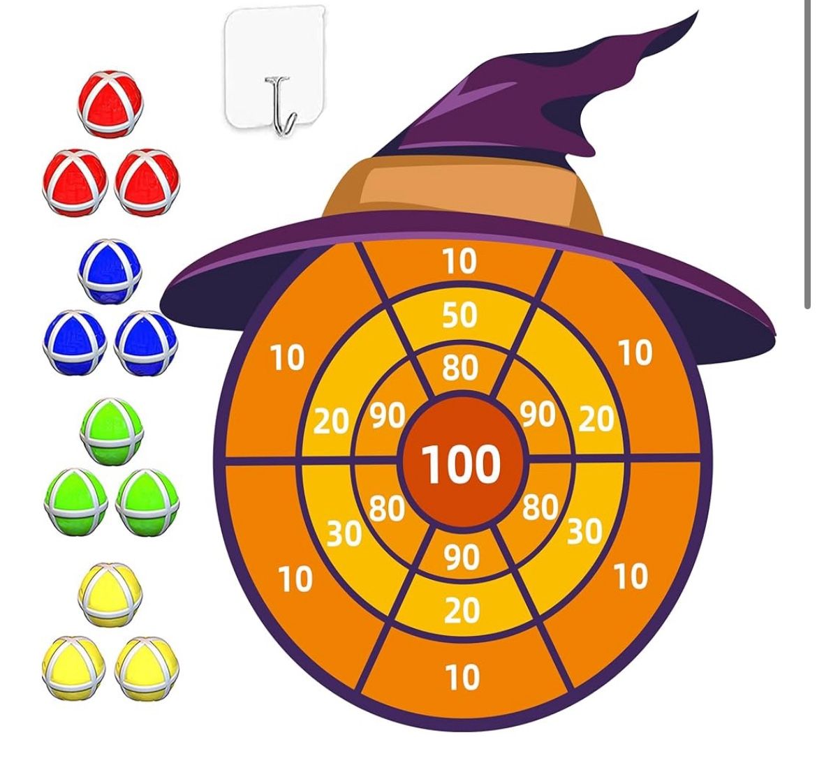 Brand: HONGID 30” Large Halloween Party Favors Decorations Witch Hat,Halloween Toys Kids Dart Board Game,Halloween Party Supplies Indoor Outdoor Decor