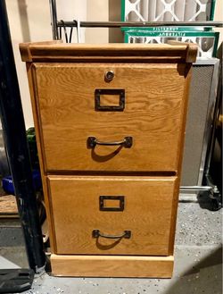Vintage Wood 2-Drawer Filing Cabinet – Office / File Storage