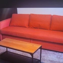 SOFA SLEEPER with UNDERNEATH STORAGE,  2-OTTOMAN, LAMP and  4 High BAR CHAIRS