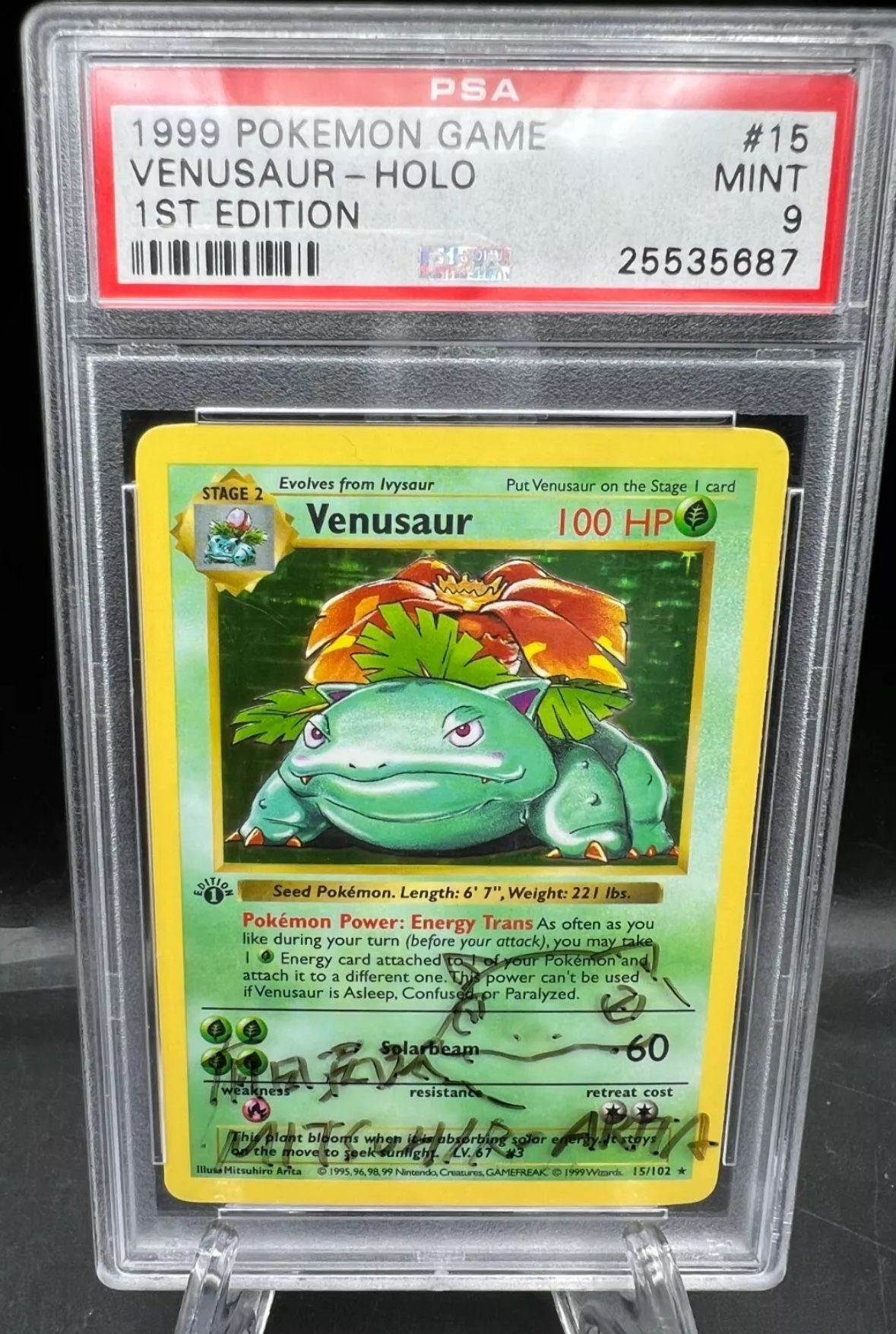 Autographed 1st Edition PSA 9 Venusaur