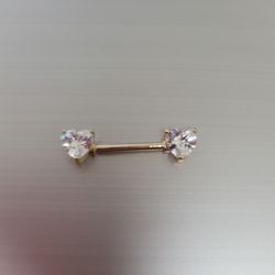 10k Gold Piercing Double Heart
