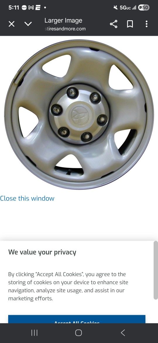 Set Of 4 Stock Tacoma Sr Rims With Lugnuts And Tps Sensors