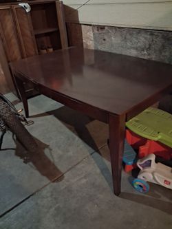 Dark Wood Dining Table with Drawer