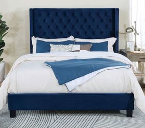 Brand New Navy Blue Queen Bed Frame (Available In California & Eastern King)