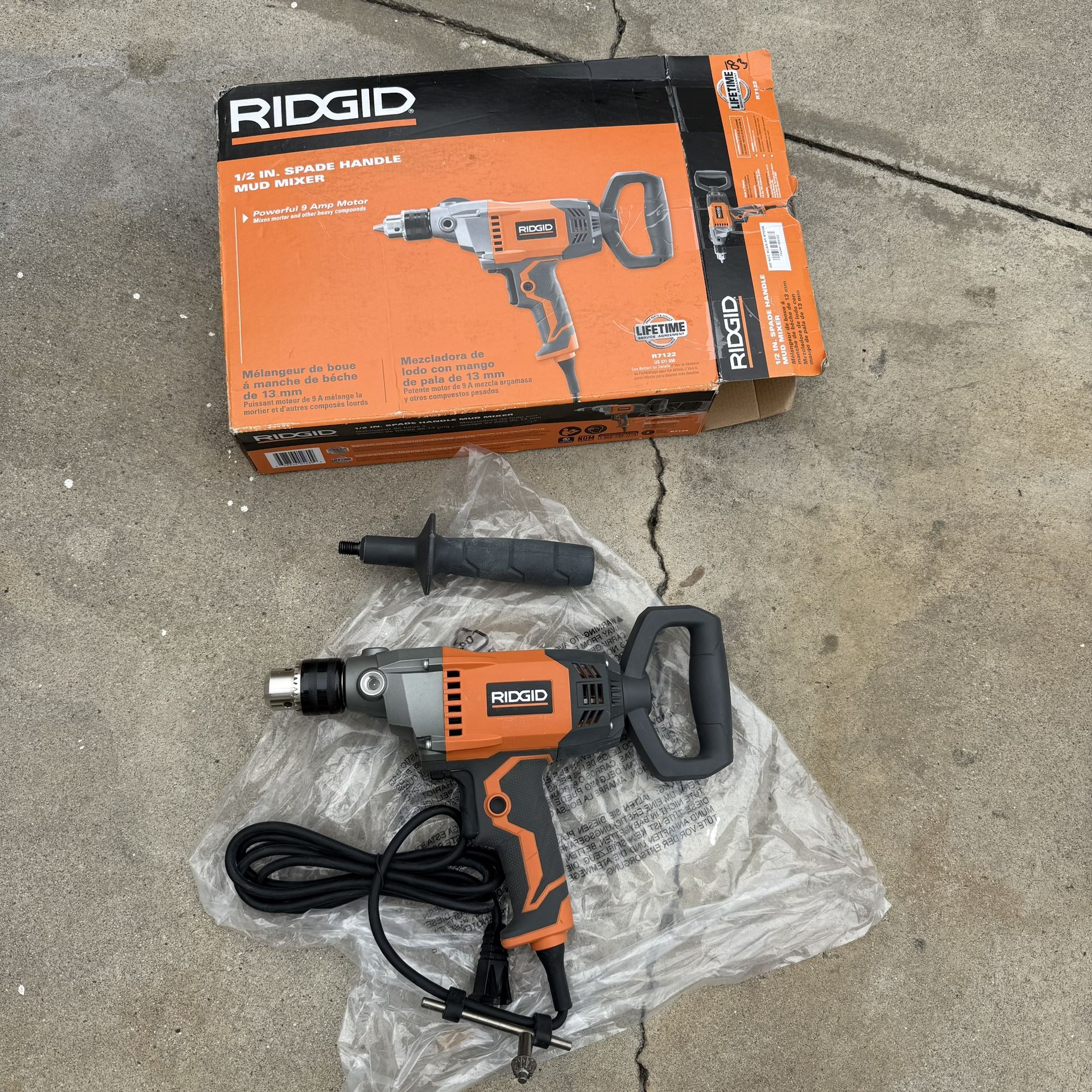 RIGID 9 Amp Corded 1/2 in. Spade Handle Mud Mixer