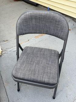 Padded Folding Chair Gray Fabric 5 pieces