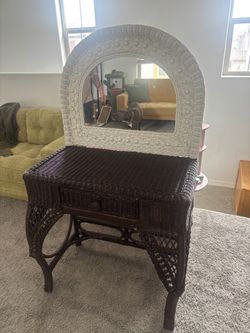 Wicker Vanity with mirror