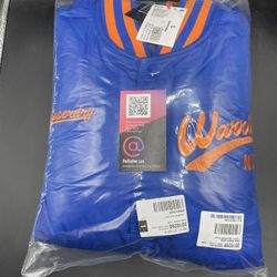 New Superdry Mens Size Large Varsity Bomber Jacket  Blue And Orange