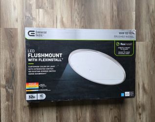 Commercial Electric Flexinstall LED 32". Brushed Nickel Oval Panel Recessed Ceiling Light for Home with 5CCT + DuoBright Dimming