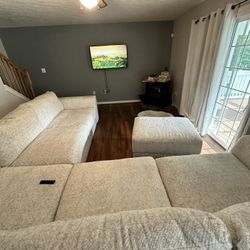 Beige Sectional Sofa With Ottoman 