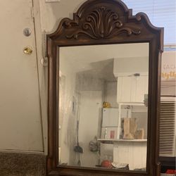 wood antique mirror 