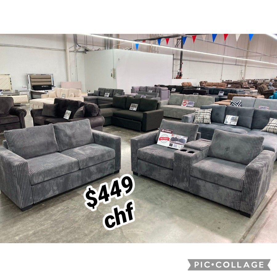 Corduroy 2 Piece Sofa And Loveseat Set 