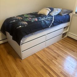 Twin Storage Bed + Matching White Desk – Great Bundle Deal!