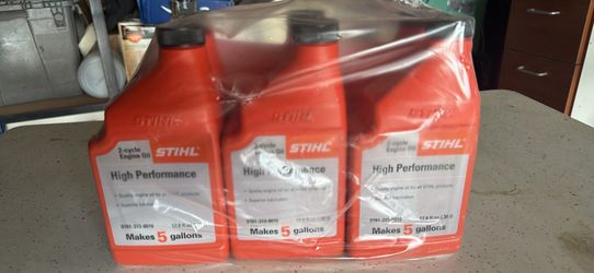 Stihl high performance two cycle engine oil, 5 gallon mix, six pack.