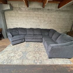 Blue Wrap Around Sectional Couch “WE DELIVER”