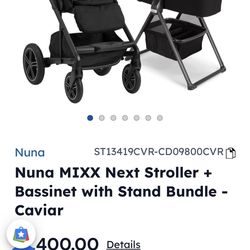 Nuna MIXX Next Stroller and Bassinet with Stand Bundle