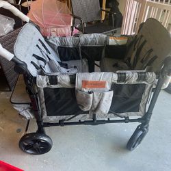 Joymor 4 Seater Stroller Wagon With Footwell In Grey