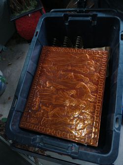 Copper Embossed Relief Of Religious Scene Signed By Artist