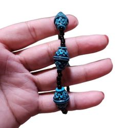Blue Black Beaded Bracelet