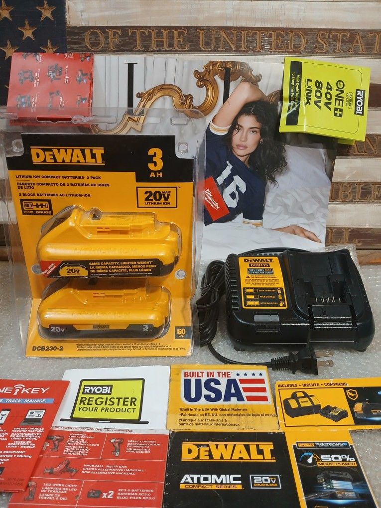 NEW DEWALT 20V BATTERIES AND FAST CHARGER