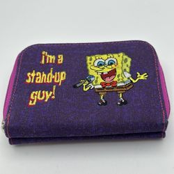 Nickelodeon SpongeBob SquarePants Wallet Purple & Pink 5 X  3 1/2” Windows Card Slots Coin Slot 