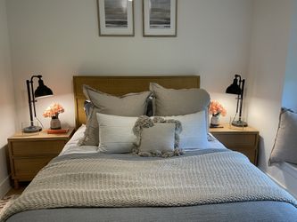 Queen Headboard And Two Nightstands