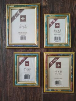 Green Floral Photo Frames Set of 4