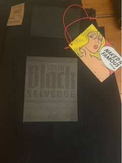 Naked & Famous Black Selvedge Raw Denim Jeans Weird Guy Fit Size 33 BNWT