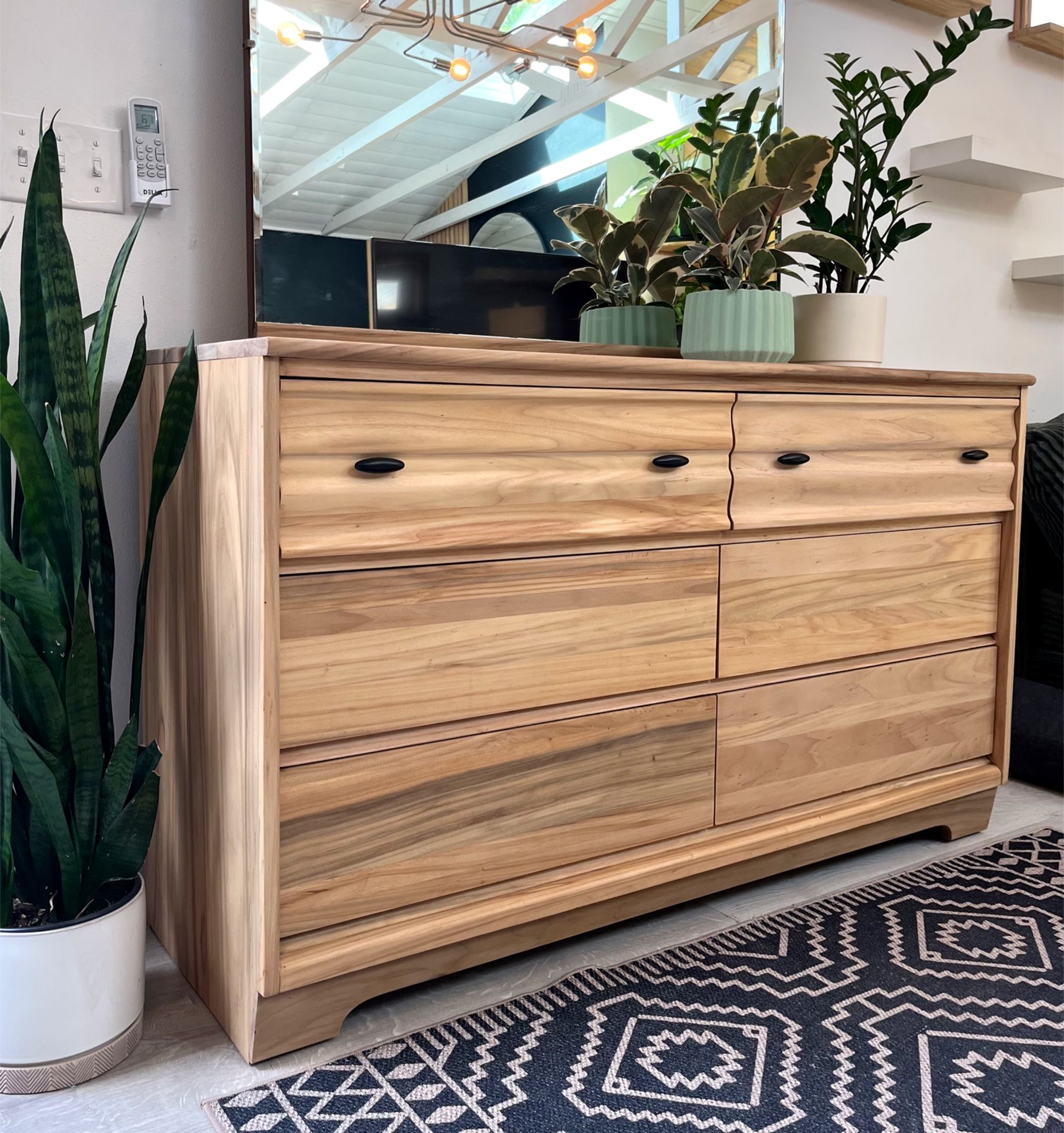 Mid Century Modern Refinished Dresser And Mirror