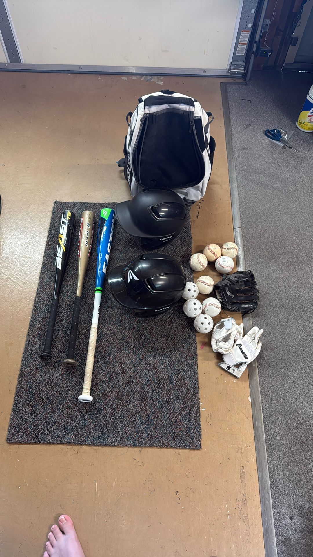 Baseballs Bats Gloves Helmets And Baseball Bag