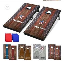 RayChee 4'x 2'Cornhole Board Set, Corn Holes Outdoor Game Cornhole Boards Regulation Size 8 Bean Bags Toss for Adults Family Lawn Beach