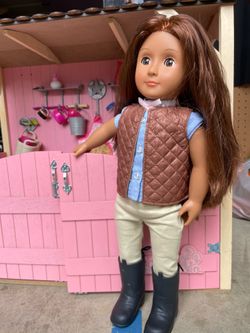 Our Generation 18” Dolls, Horse, Vet Clinic, Stable and Jeep - Excellent Condition
