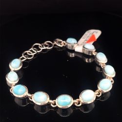 925 Silver Larimar 7-8 Bracelet 18.10g 153966/22